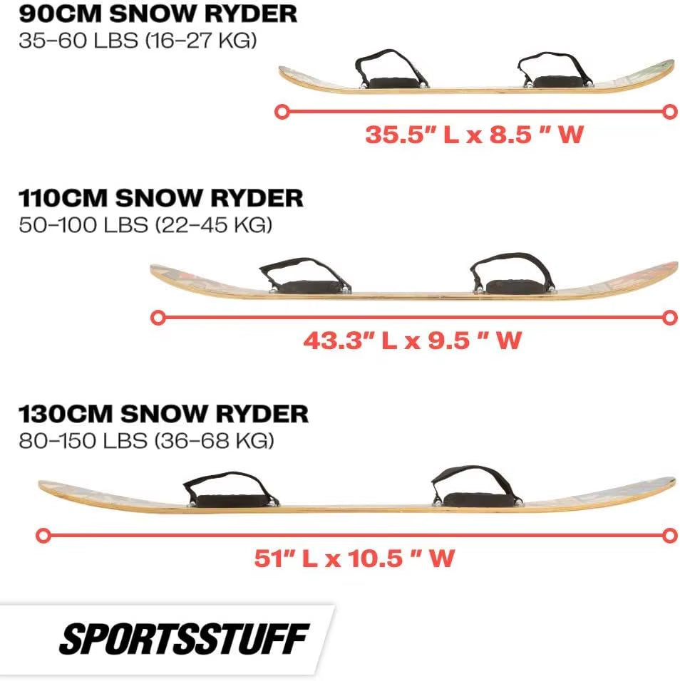 Sportsstuff Wood Snowboards & Skis for Beginners Kids Winter Sports Accessories Models 90Cm-130Cm