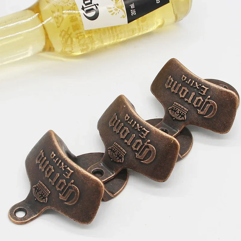 1Pc Retro Corona Design Bottle Opener Wall Mounted Hanging Beer Opener DIY Tools Alloy Electroplating Process Bar Wall Decor