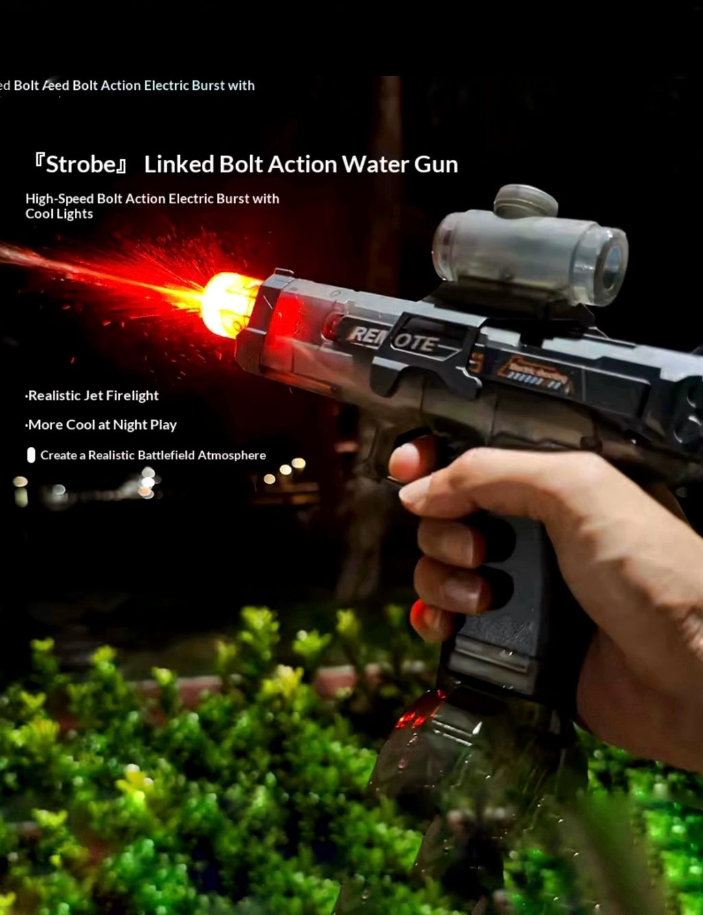Powerful Electric Water Gun with Stunning Light and Flame Effects for Ultimate Outdoor Fun