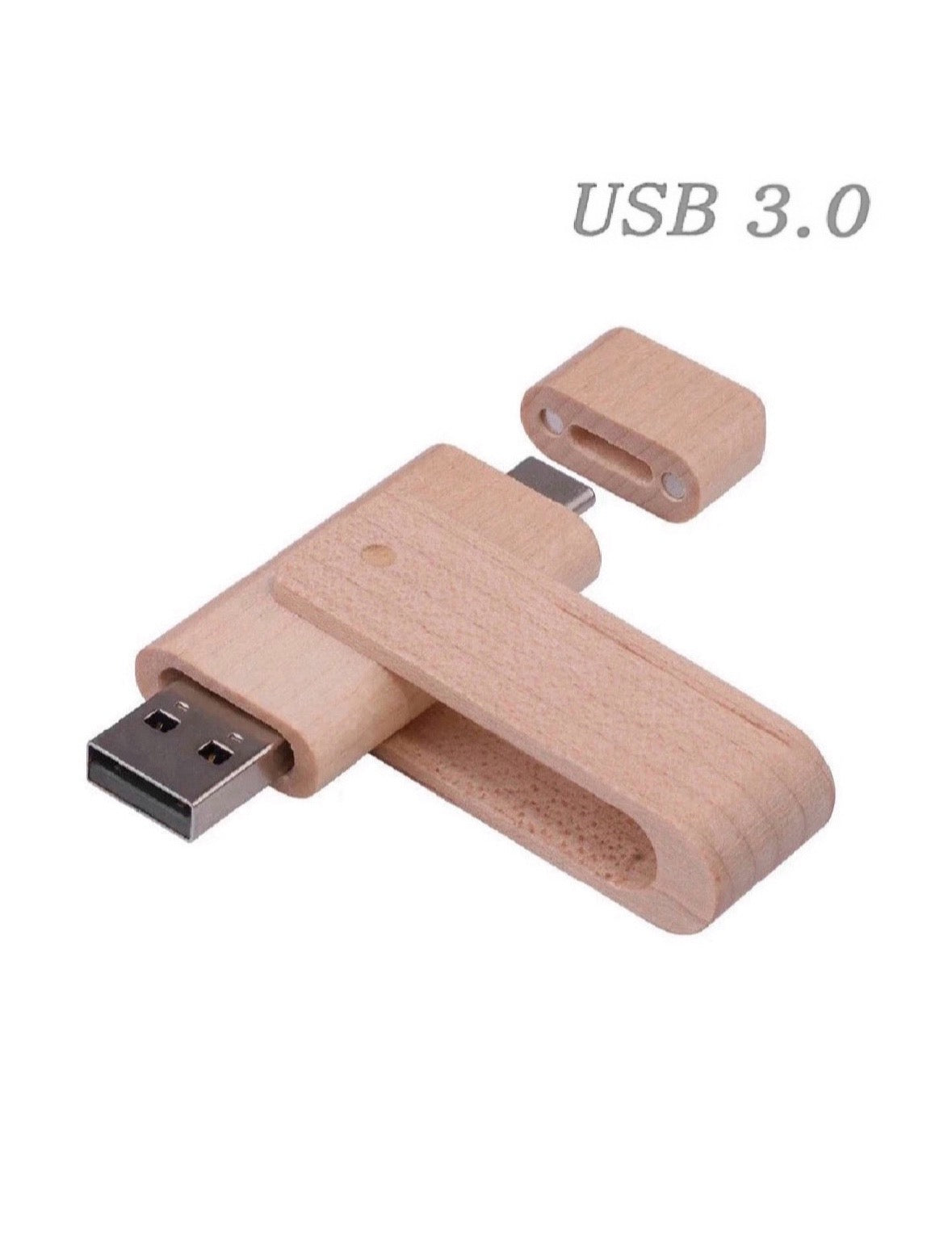 Wooden TYPE-C USB 3.0 Flash Drive Free Pendrive 32GB & 64GB - for computer/phone Rotatable USB Sticks