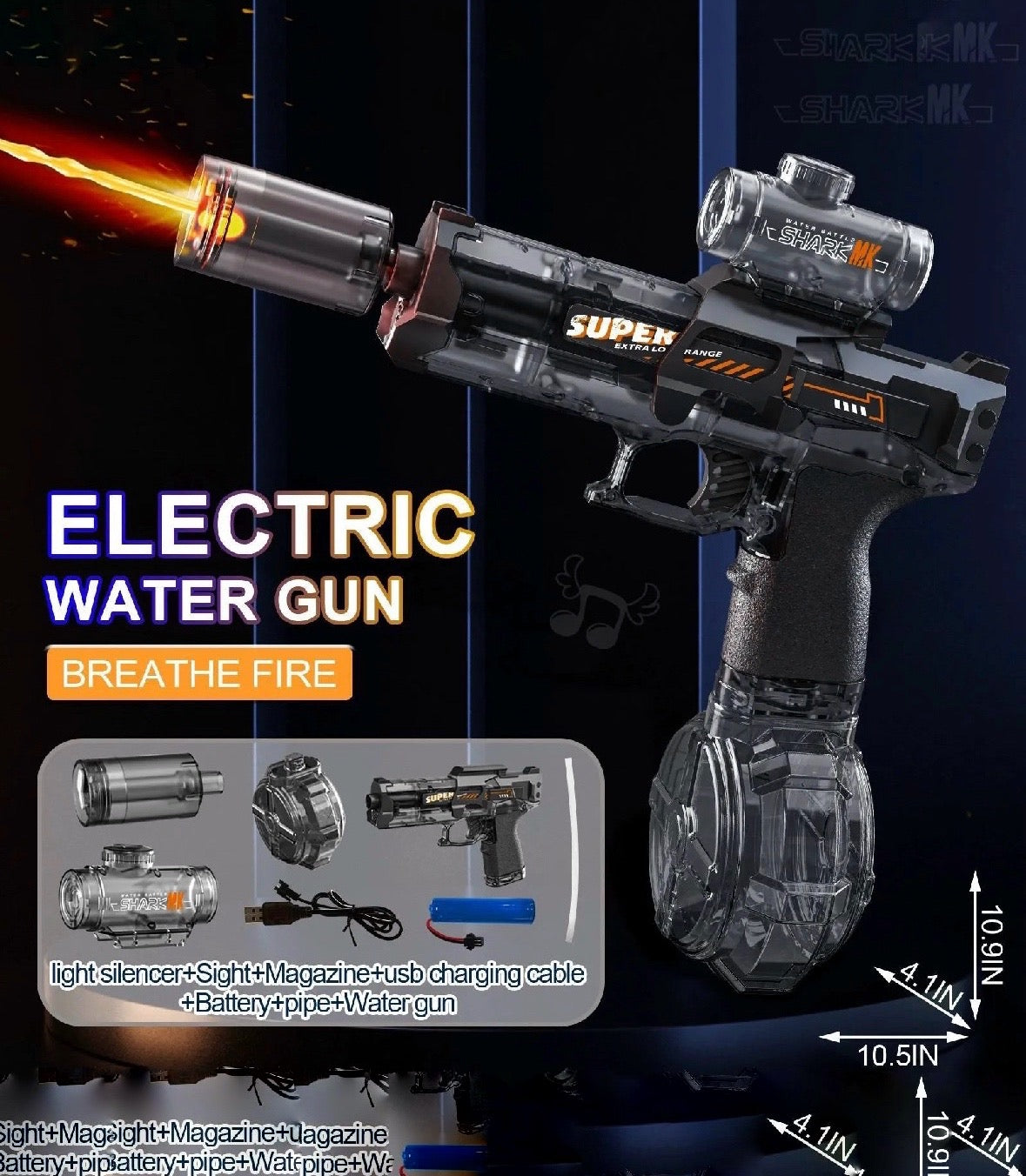 Powerful Electric Water Gun with Stunning Light and Flame Effects for Ultimate Outdoor Fun
