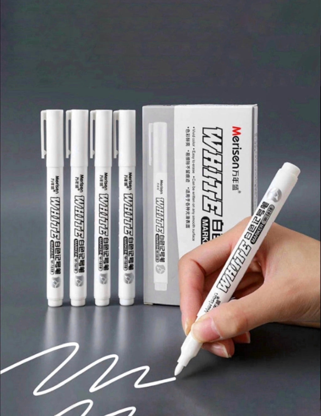 White 1mm Waterproof Metal        Marker Leather	⁨ Permanent Paint Pen