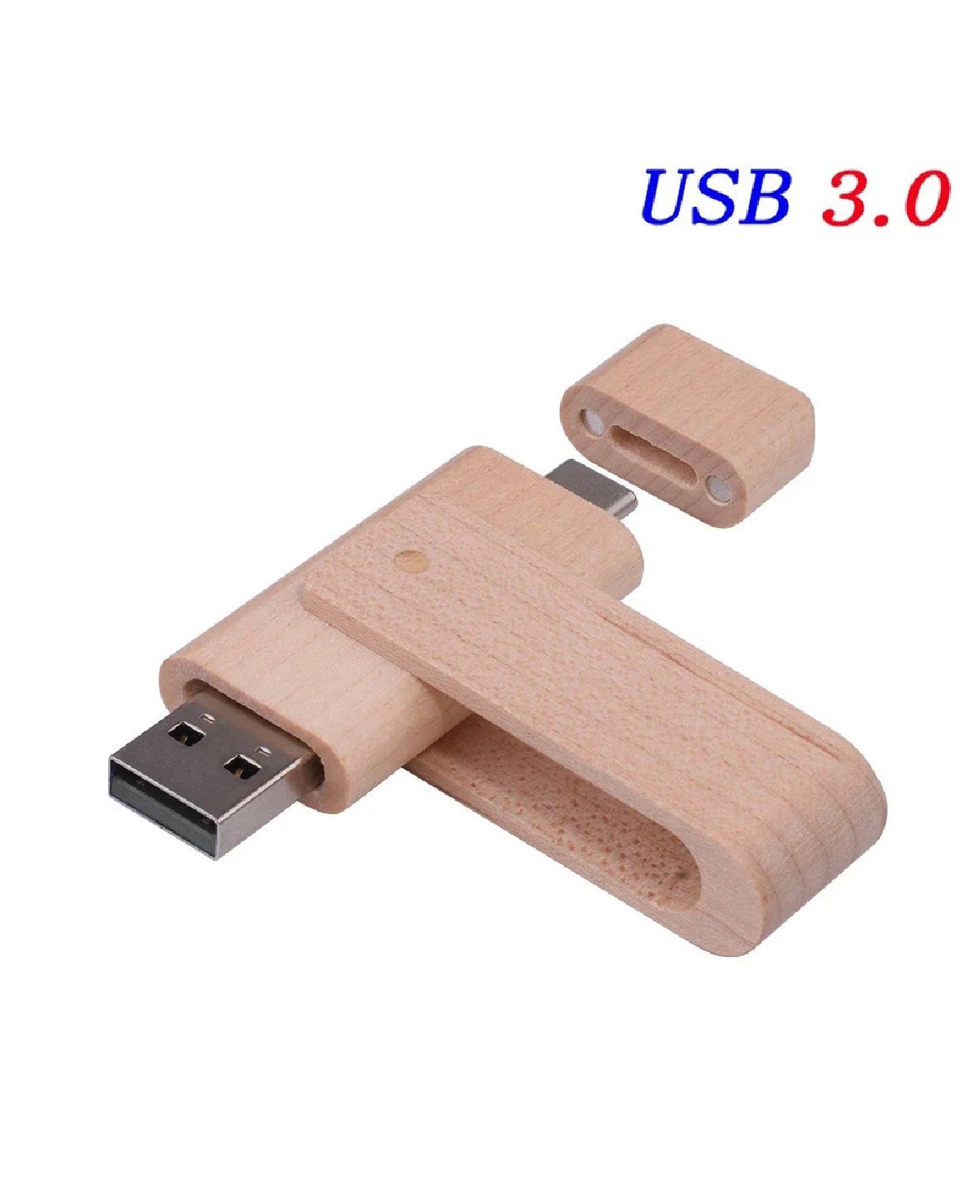 Wooden TYPE-C USB 3.0 Flash Drive Free Custom Logo Pendrive 32GB & 64GB Rotatable USB Sticks