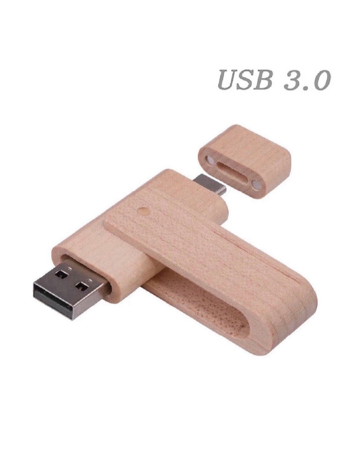 Wooden TYPE-C USB 3.0 Flash Drive Free Pendrive 32GB & 64GB - for computer/phone Rotatable USB Sticks