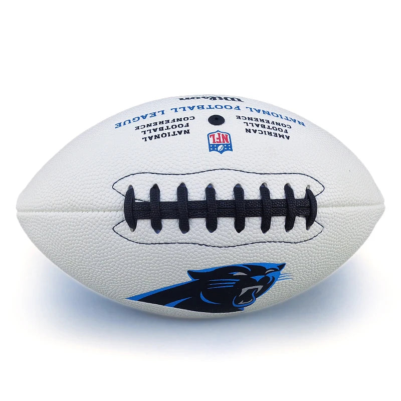 Premium Custom Logo Leather PU Rugby Ball - Professional Brown, White & Black Size 9 American Football for Training