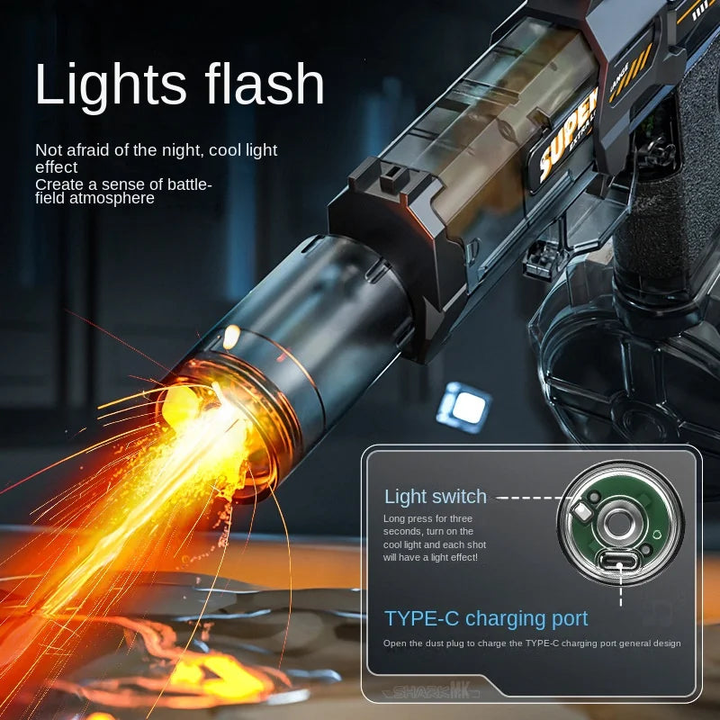 Powerful Electric Water Gun with Stunning Light and Flame Effects for Ultimate Outdoor Fun