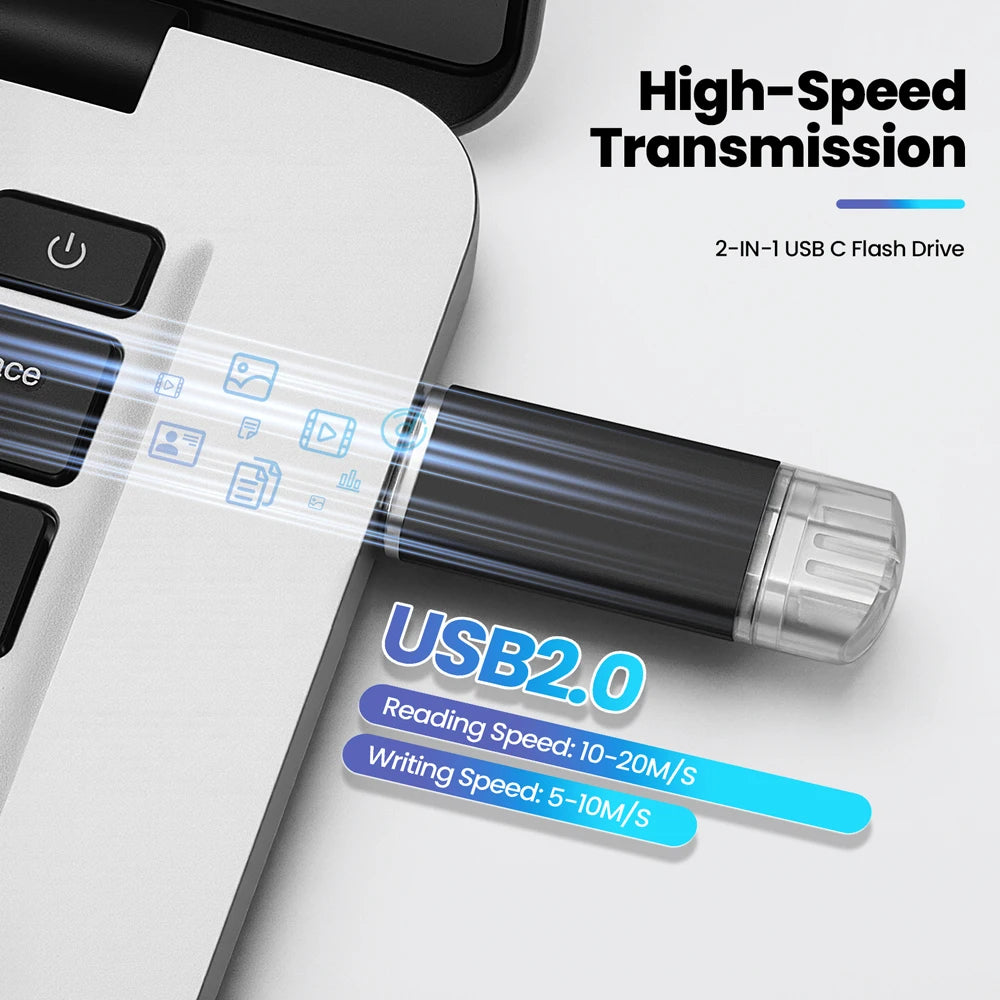 High-Speed 64GB USB C Thumb Drive - Perfect for Mac Pro, Samsung Galaxy, iPad, and PC