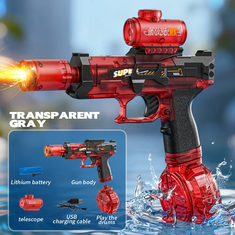 Powerful Electric Water Gun with Stunning Light and Flame Effects for Ultimate Outdoor Fun