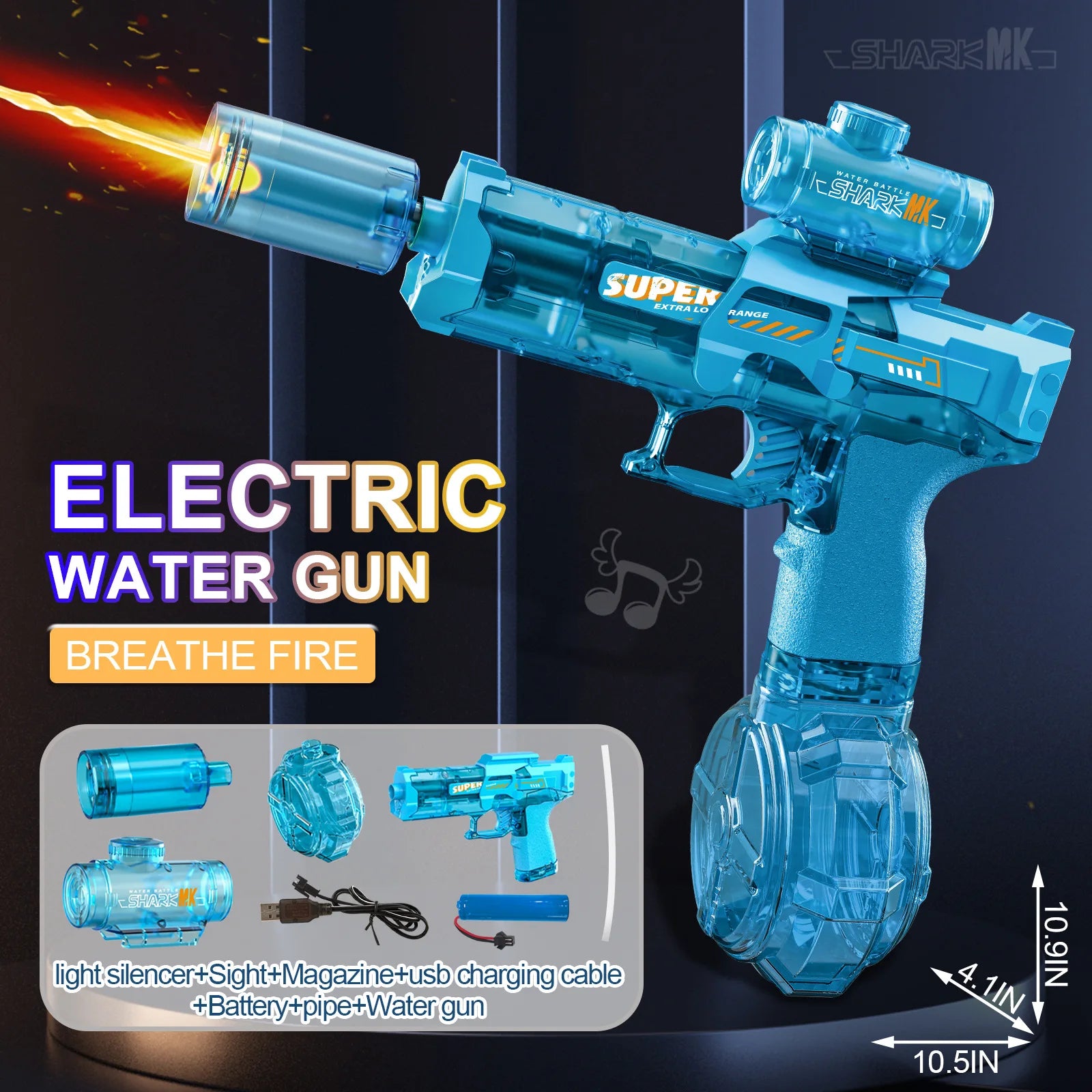 Powerful Electric Water Gun with Stunning Light and Flame Effects for Ultimate Outdoor Fun