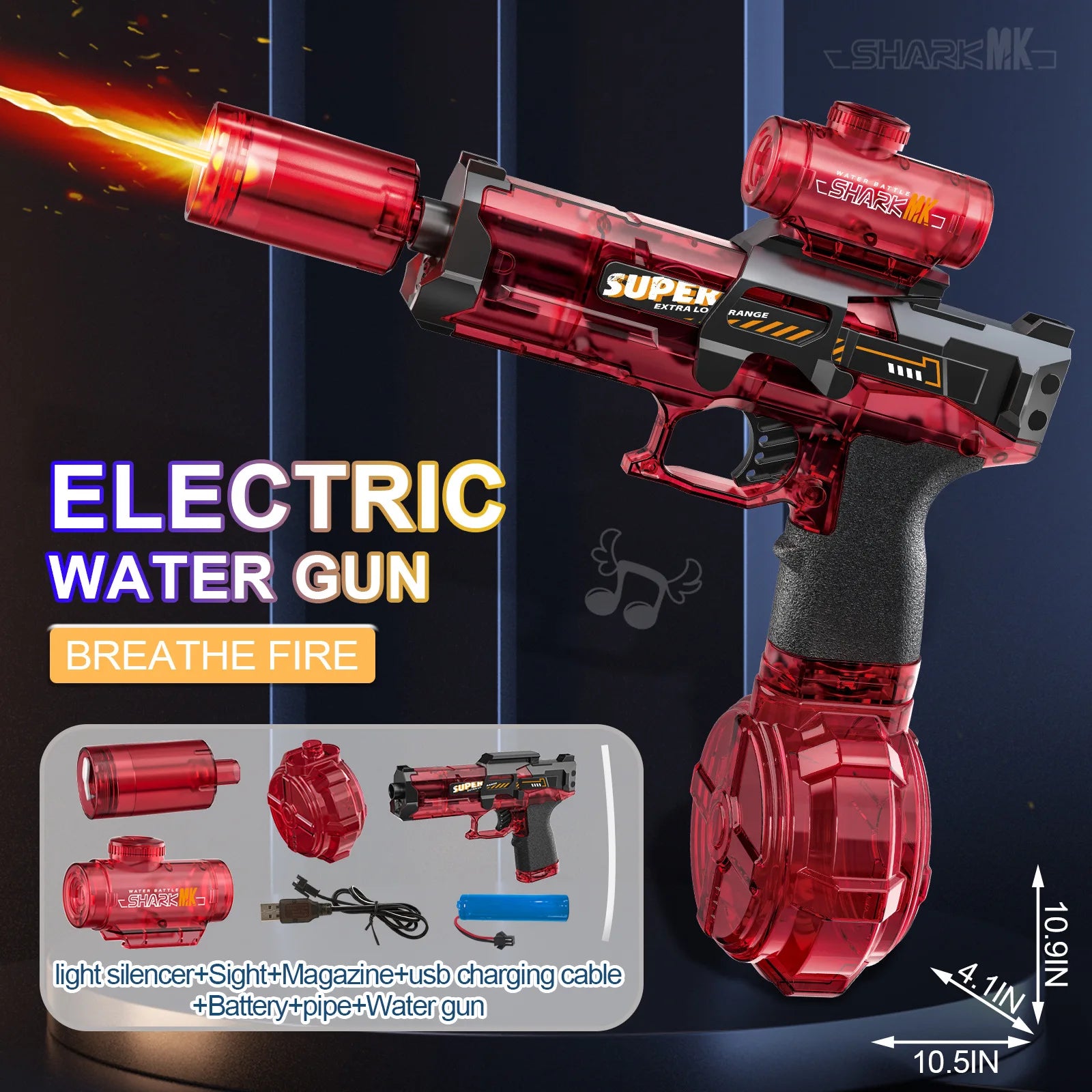 Powerful Electric Water Gun with Stunning Light and Flame Effects for Ultimate Outdoor Fun