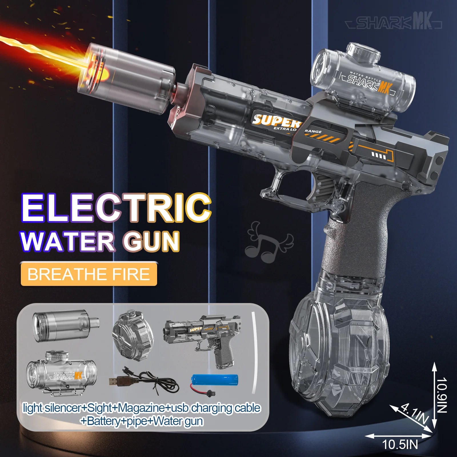 Powerful Electric Water Gun with Stunning Light and Flame Effects for Ultimate Outdoor Fun