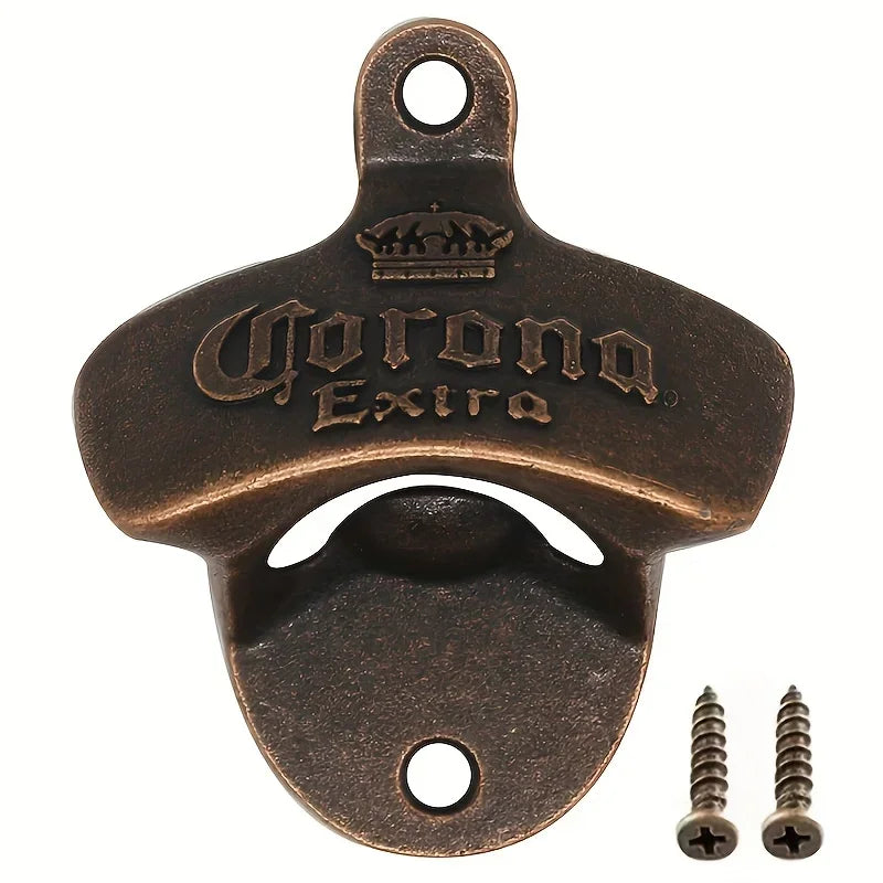 1Pc Retro Corona Design Bottle Opener Wall Mounted Hanging Beer Opener DIY Tools Alloy Electroplating Process Bar Wall Decor